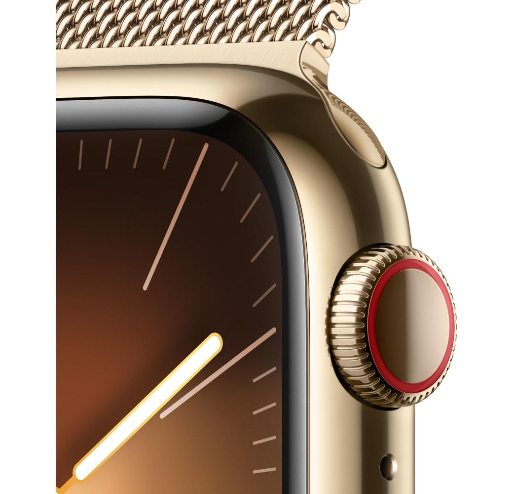 Gold Apple Watch Series 9 GPS + Cellular, Edelstahlgehäuse, 41 mm.3
