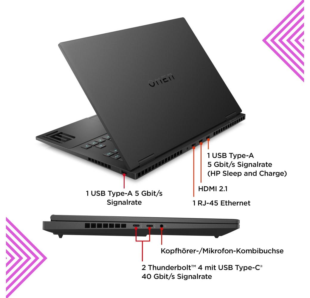 Schwarz HP Omen 16-xf0095ng Gaming Notebook - AMD Ryzen™ 9 7940HS - 16GB - 1TB SSD - NVIDIA® GeForce® RTX 4070.4