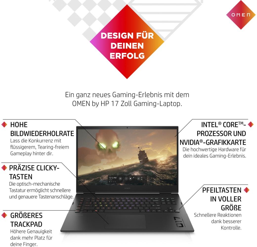 Schwarz HP Omen 17-cm2075ng Gaming Notebook - Intel® Core™ i7-13700HX - 16GB - 1TB SSD - NVIDIA® GeForce® RTX 4070.5