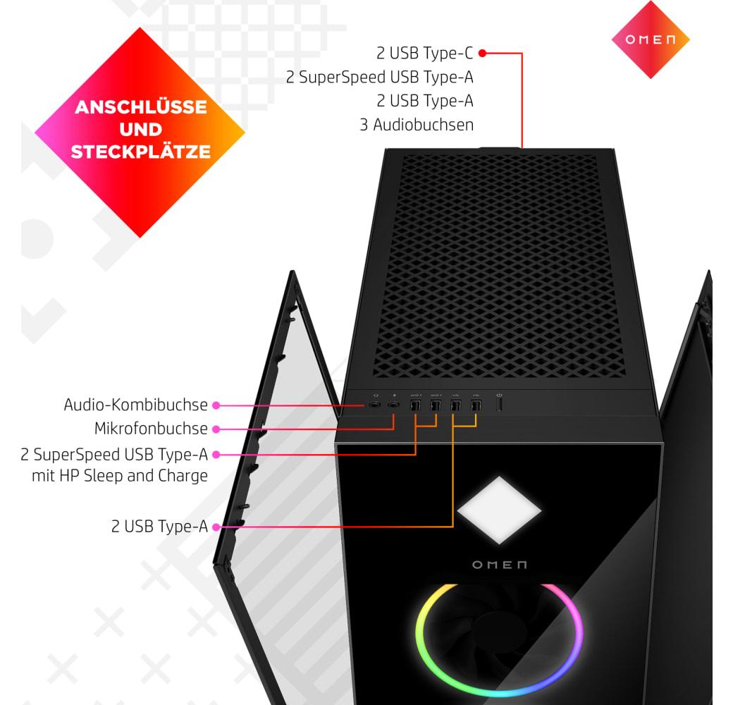 Schwarz HP Omen 45L GT22-2002ng Gaming Desktop - Intel® Core™ i7-14700K - 32GB - 1TB SSD - NVIDIA® GeForce® RTX™ 4070 Ti.5