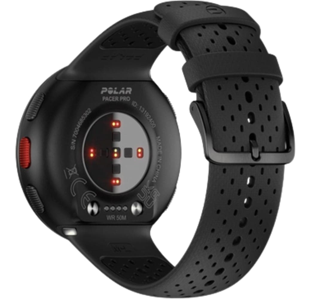 Carbon Gray Polar Pacer Pro smartwatch, kunststof behuizing, 45 mm.4