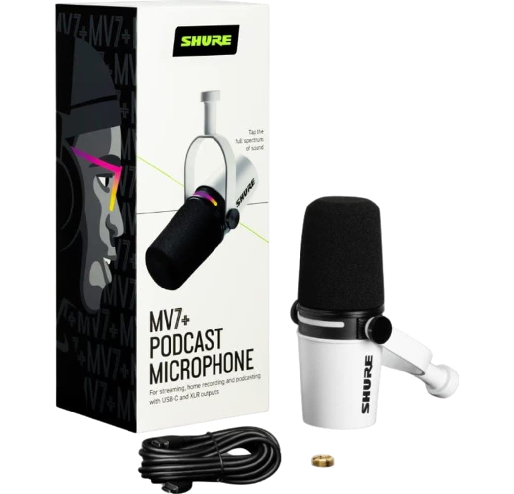 Weiß Shure MV7+ Podcast Microphone.5