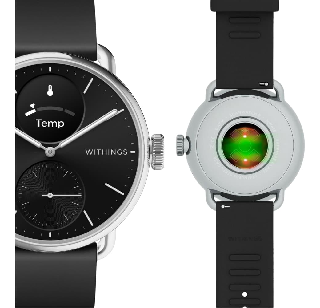 Black Withings ScanWatch 2, caja de acero inoxidable, 38 mm.3