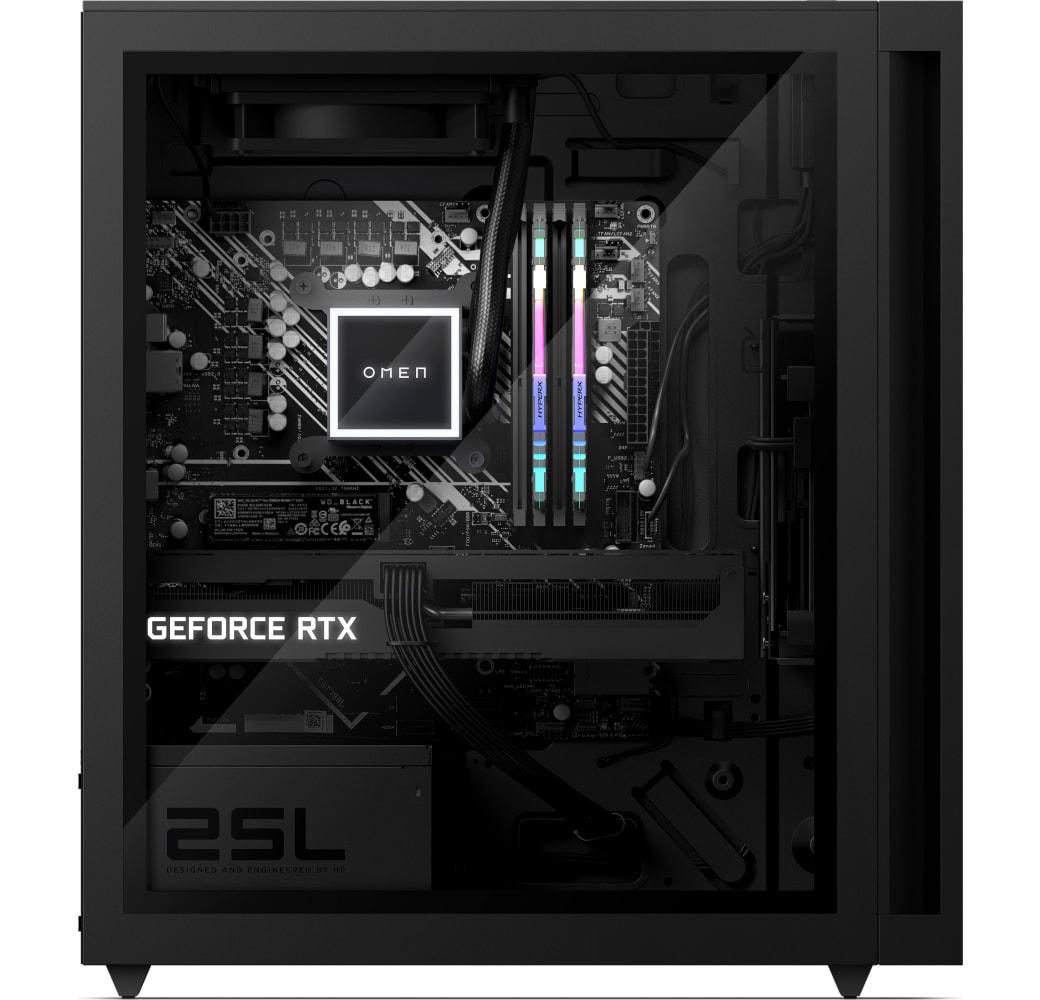 Schwarz HP OMEN 25L GT15-2006ng Gaming Desktop | Gaming PC - Intel® Core™ i7-14700F - 16GB - 1TB SSD - NVIDIA® GeForce® RTX™ 4070 TI.2