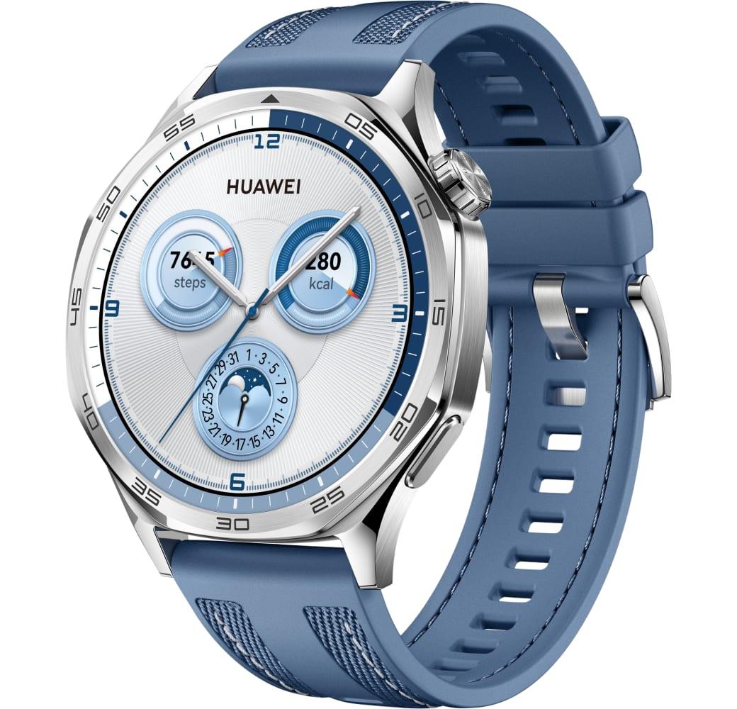 Blue Huawei Watch GT5 Smartwatch, Stainless Steel Case, 46mm.1