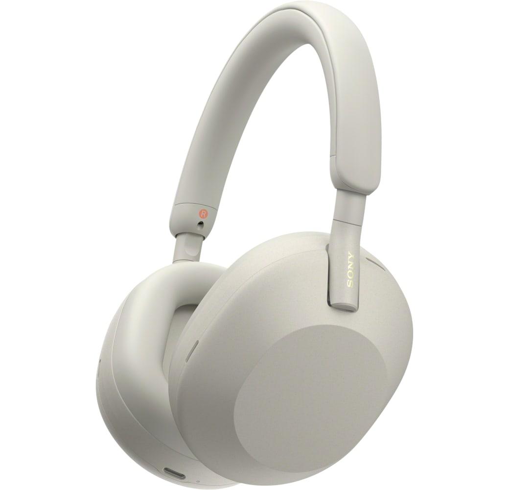 Silver Sony WH-1000 XM5 Noise-cancelling Over-ear Bluetooth headphones.1