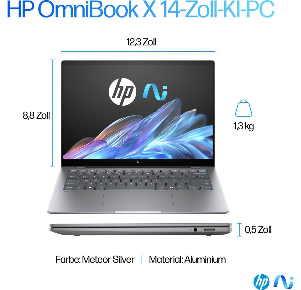 Silber HP OmniBook X 14-fe0060ng Copilot+ PC Notebook - 16GB - 1TB SSD - Qualcomm® Adreno™ Onboard Graphics.8