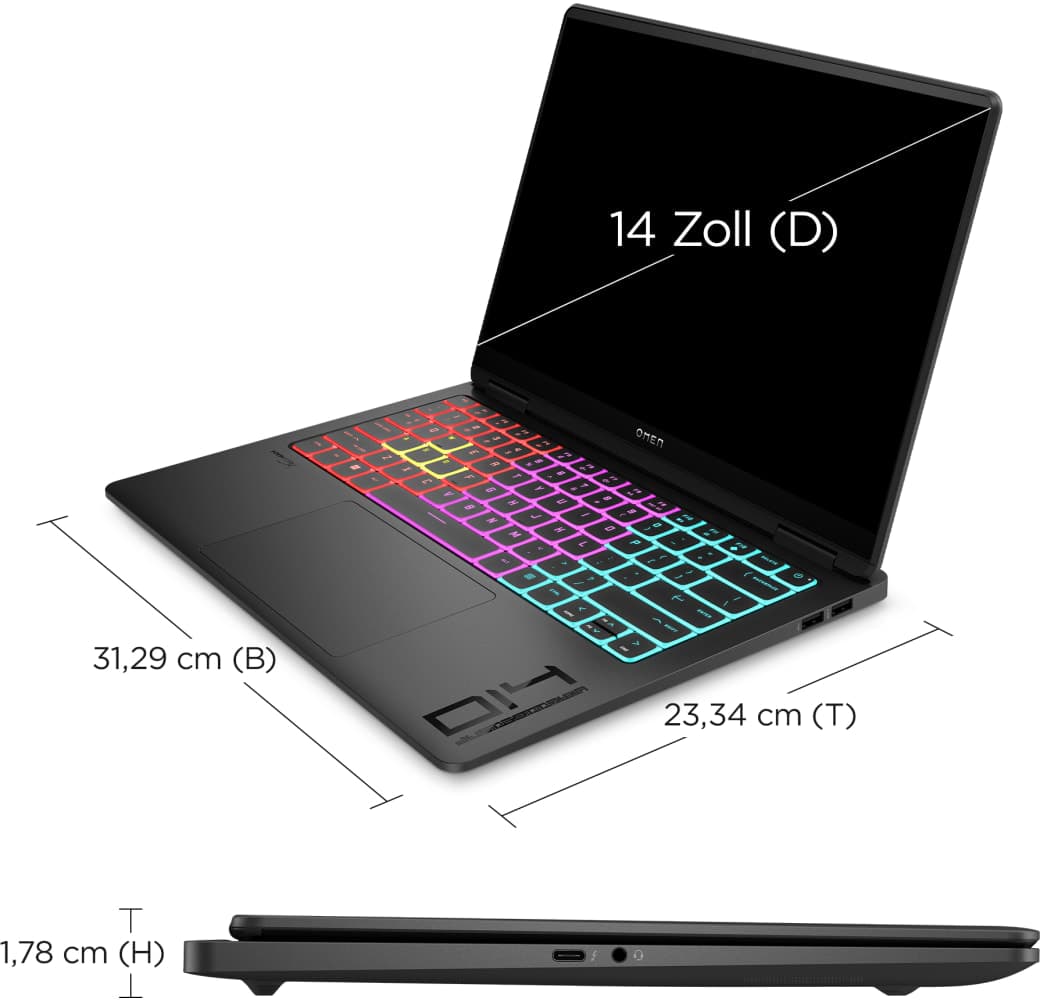 Schatten schwarz HP Omen 14-fb0073ng Gaming Notebook - Intel® Core™ Ultra 7-155H - 16GB - 1TB - NVIDIA® GeForce® RTX 4060.6