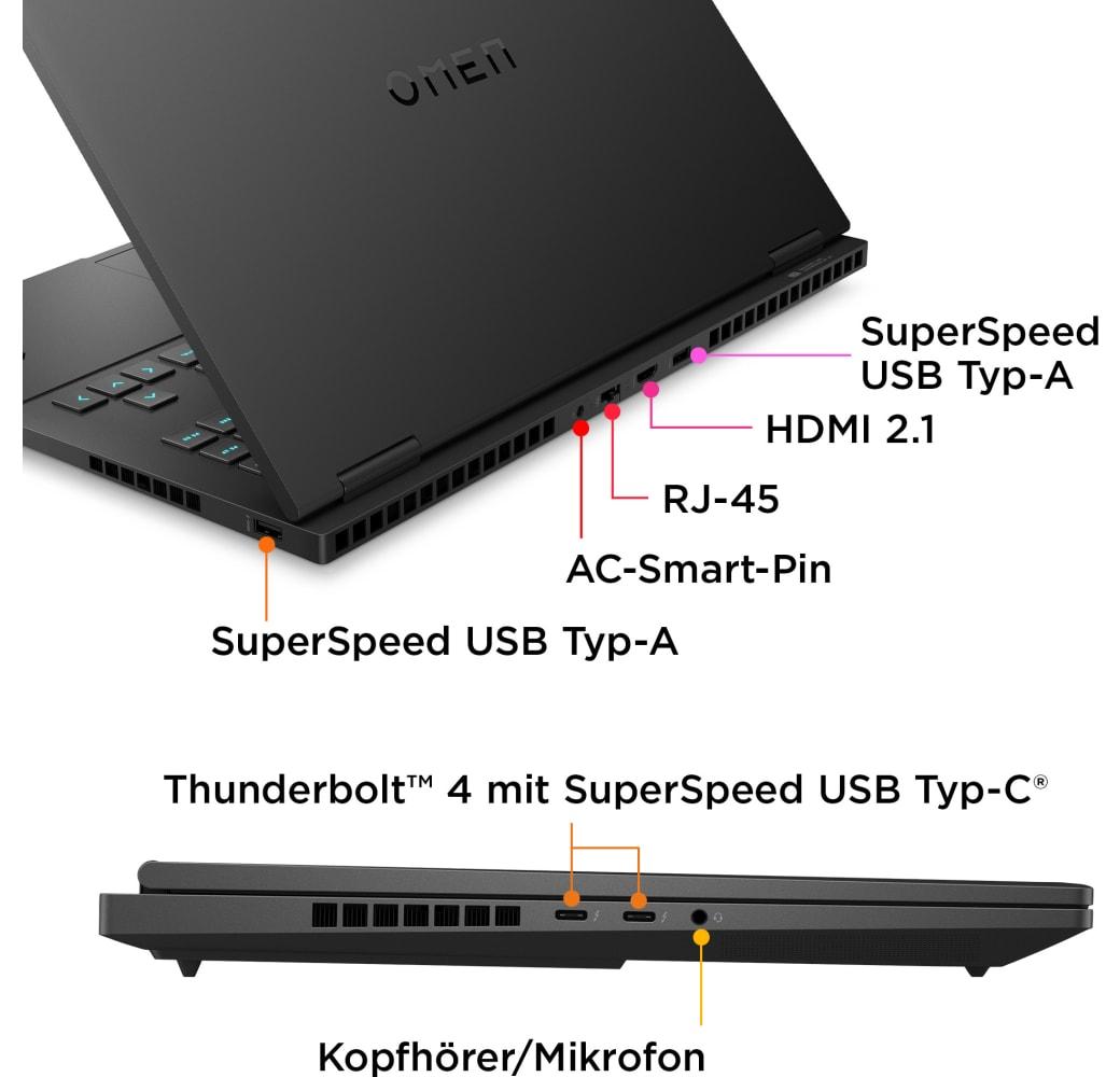 Schatten schwarz HP Omen 16-wf1077ng Gaming Notebook - Intel® Core™ i7-14700HX - 32GB - 1TB SSD - NVIDIA® GeForce® RTX 4070.6