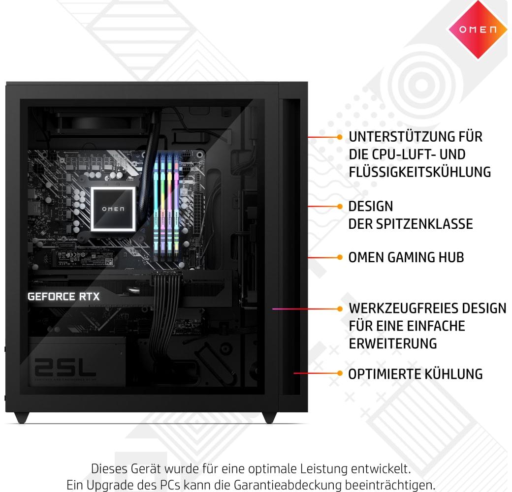 Schwarz HP OMEN 25L GT15-2006ng Gaming Desktop | Gaming PC - Intel® Core™ i7-14700F - 16GB - 1TB SSD - NVIDIA® GeForce® RTX™ 4070 TI.6