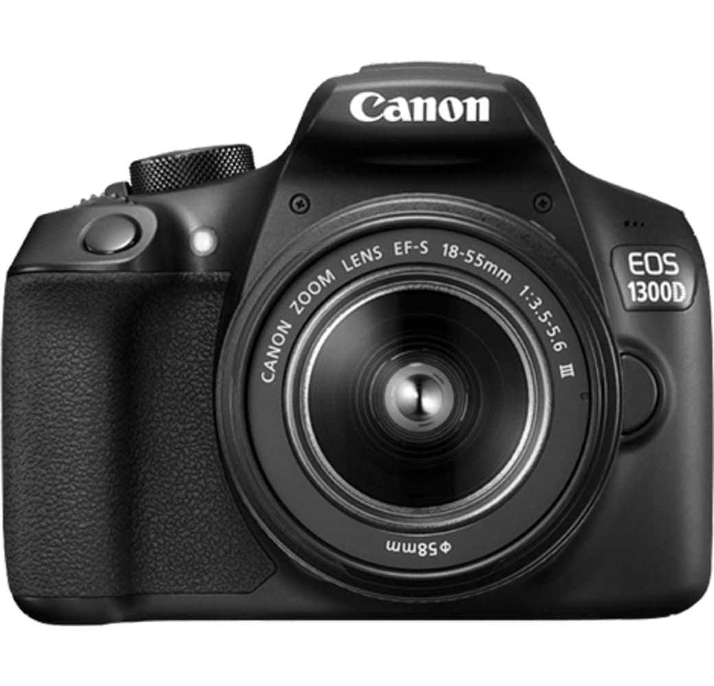 Black Canon Camera with lens EOS 1300D EF-S 18-55MM.1