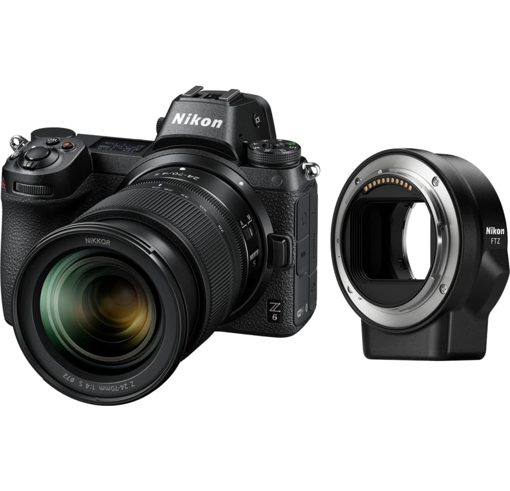 Black Nikon Z6 + Nikon Z 24-70mm f/4.0 S + FTZ Adapter, Kit.1