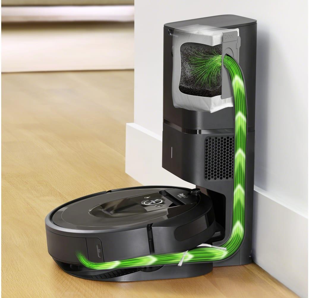 Black iRobot Roomba i7+ Vacuum Cleaner Robot with Dirt Disposal Station.4