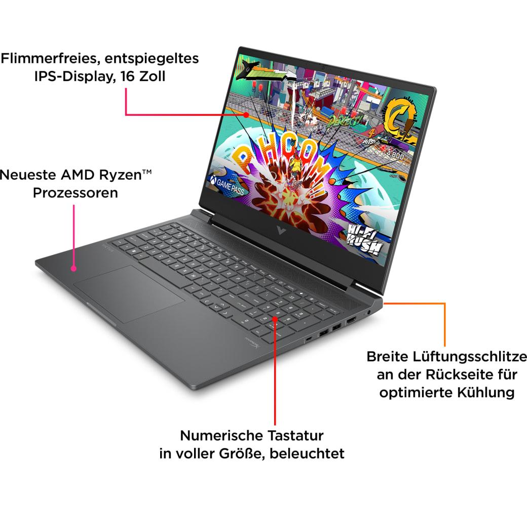 Mica Silver HP Victus 16-s1076ng Gaming Notebook - AMD Ryzen™ 7 8840H - 16GB - 1TB - NVIDIA® GeForce® RTX™ 4060.7