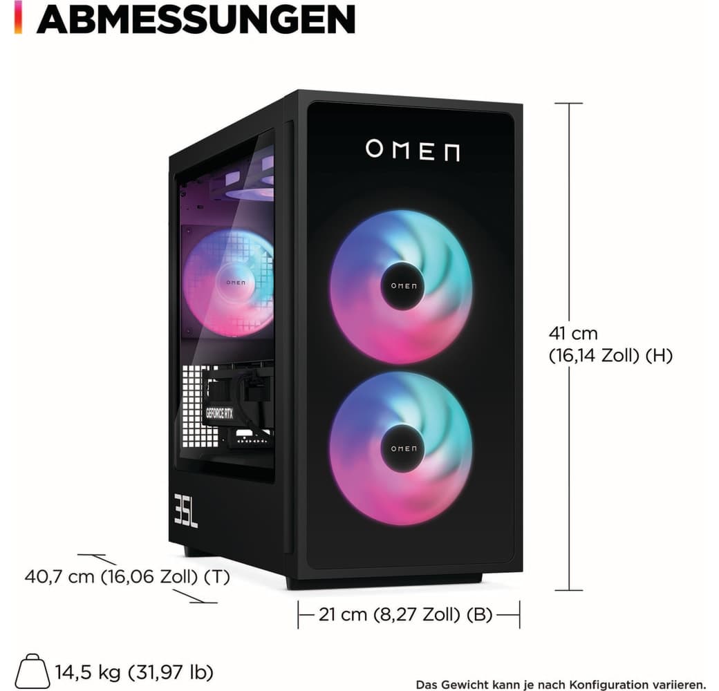 Schwarz HP OMEN 35L GT16-0064ng Gaming Desktop - Intel® Core™ Ultra 7-265F - 32GB - 1TB SSD - NVIDIA® GeForce® RTX™ 5070.12