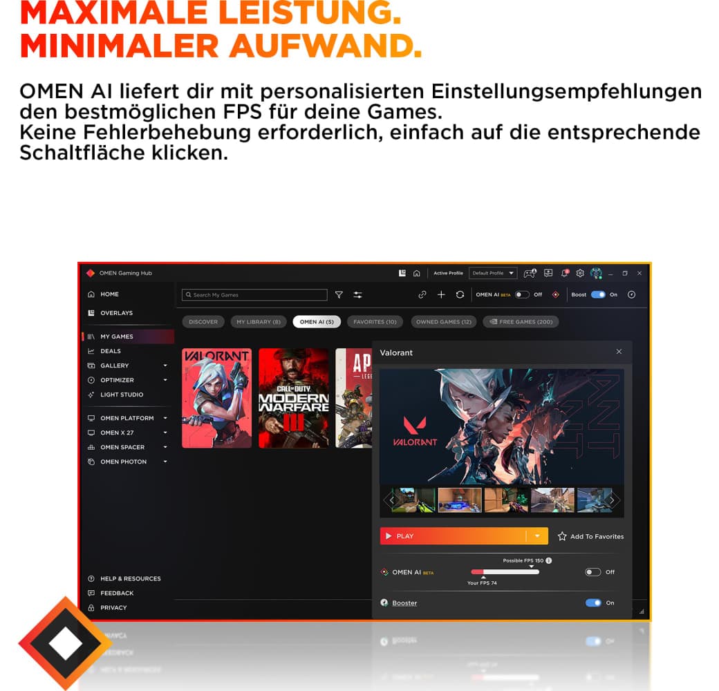 Zwart HP OMEN 16L TG03-0278ng Gaming Desktop - Intel® Core™ i7-14700 - 32GB - 1TB SSD - NVIDIA® GeForce® RTX™ 5060 Ti.10