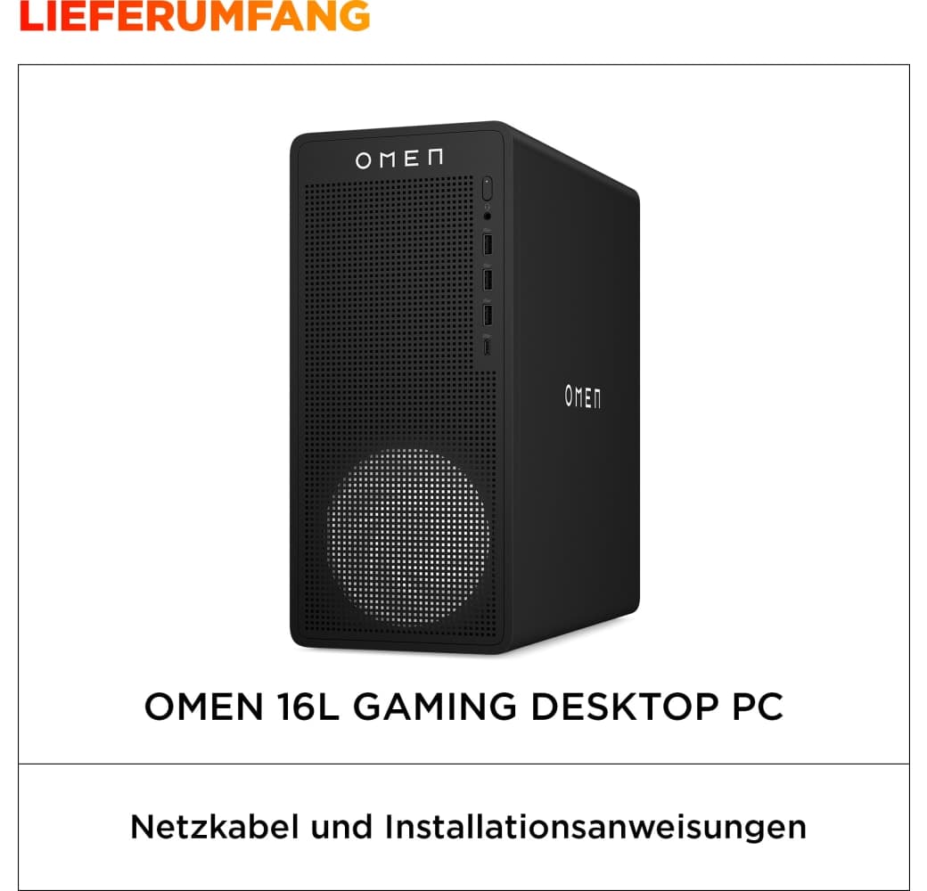Zwart HP OMEN 16L TG03-0278ng Gaming Desktop - Intel® Core™ i7-14700 - 32GB - 1TB SSD - NVIDIA® GeForce® RTX™ 5060 Ti.12