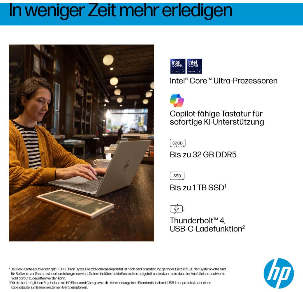 Gletschersilber HP OmniBook 7 14-fr0076ng Notebook - Intel® Core™ Ultra 7-255H - 32GB - 1TB SSD - Intel® Intel Arc Graphics.6