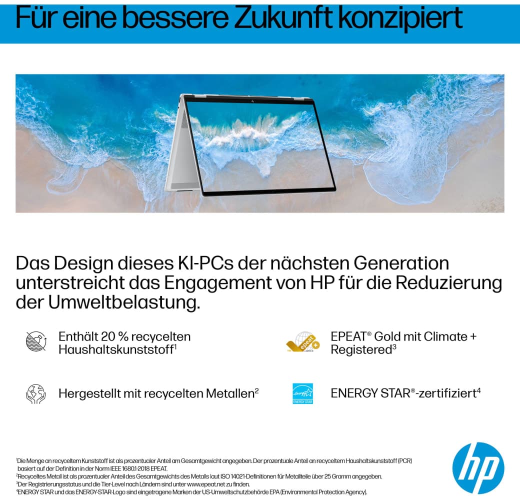 Gletschersilber HP OmniBook X Flip 16-as0054ng Notebook - Intel® Core™ Ultra 5-226V - 16GB - 512GB SSD - Intel® Intel Arc Graphics.10