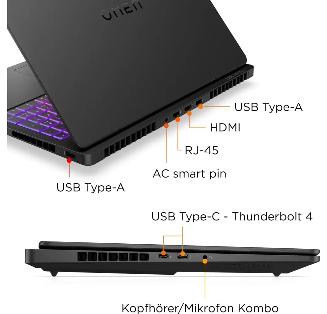 Schattenschwarz HP OMEN Max 16-ah0095ng Gaming Notebook - Intel® Core™ Ultra 9-275HX - 32GB - 1TB SSD - NVIDIA® GeForce® RTX™ 5080.9