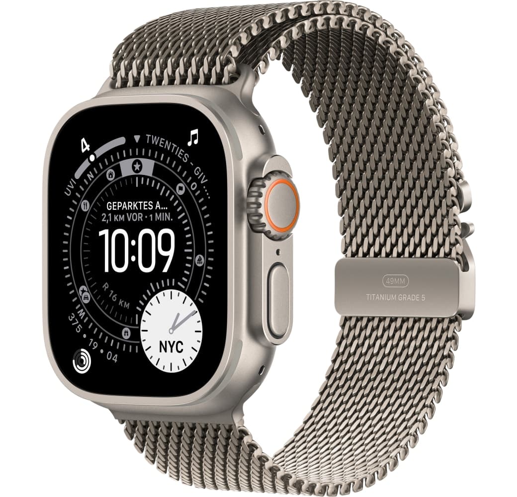 Natur Apple Watch Ultra 3 GPS + Cellular, Titangehäuse, Milanaise-Armband, 49 mm.1