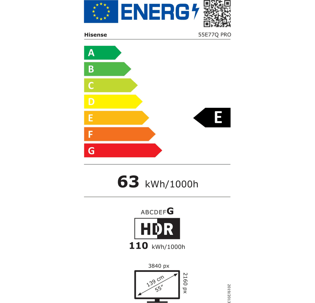 Schwarz Hisense 55E77Q Pro - TV 55" QLED 4K.10