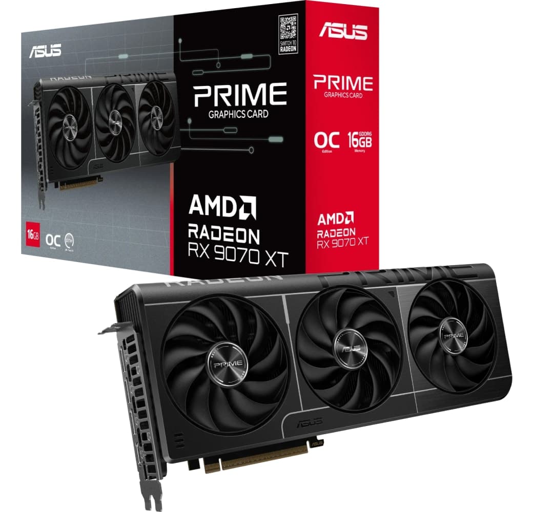 Black ASUS PRIME RX 9070 XT Graphics Card.1
