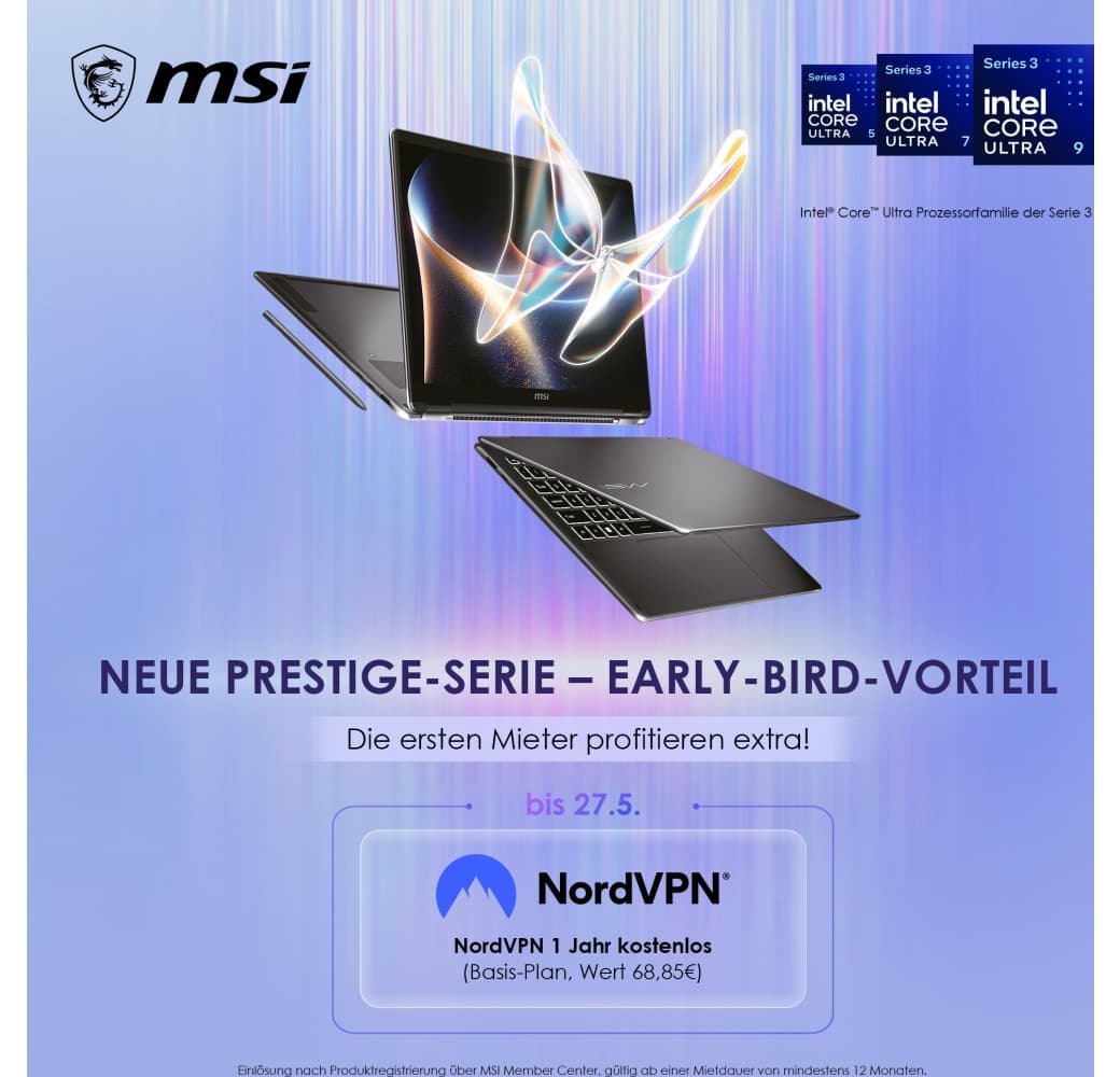 Schwarz MSI Prestige 16 AI+ C3MG071 Laptop - Intel® Core™ Ultra 7-355H - 32 GB - 1 TB SSD - Intel® Arc Graphics - Deutsch (QWERTZ).13