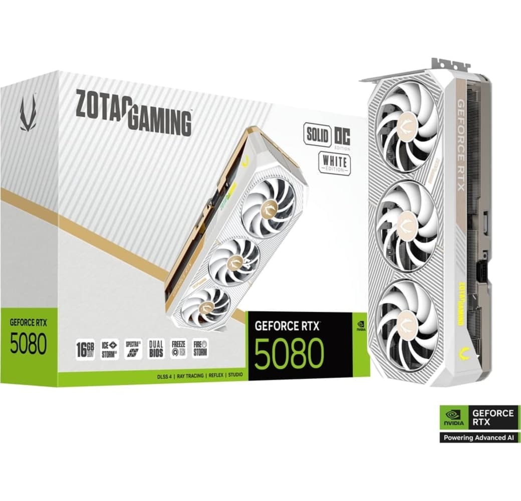 Weiß Zotac GeForce RTX 5080 Solid OC White ED 16GB GDDR7 HDMI 3xDP Grafikkarte.1