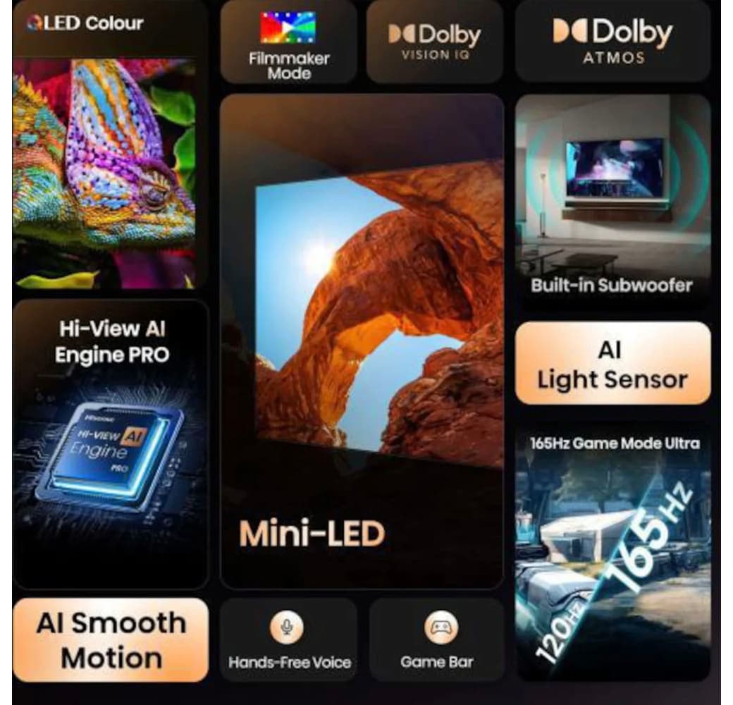 Schwarz Hisense 75U7Q 75" UHD Mini LED Smart TV.8