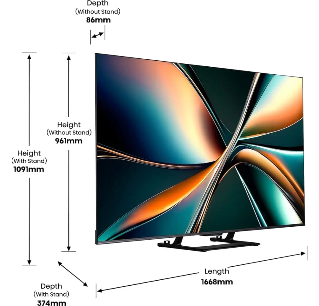 Schwarz Hisense 75U7Q 75" UHD Mini LED Smart TV.9
