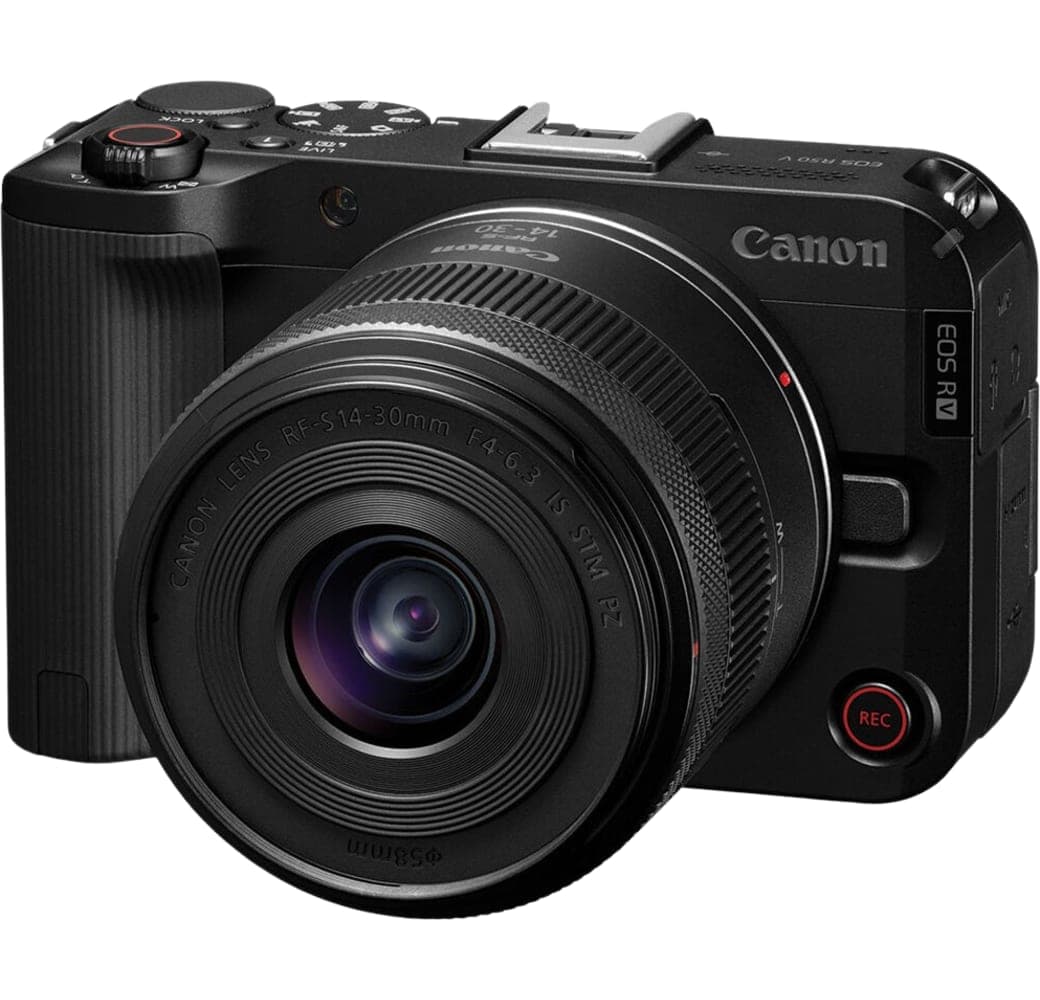 Schwarz Canon EOS R50 V + RF-S 14-30mm f/4-6.3 IS STM PZ.1