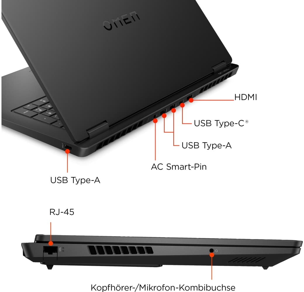Black HP Omen 17-db1077ng Laptop - AMD Ryzen™ 7 AI 350 - 24GB - 512GB SSD - NVIDIA® GeForce® RTX™ 5070 - German (QWERTZ).7