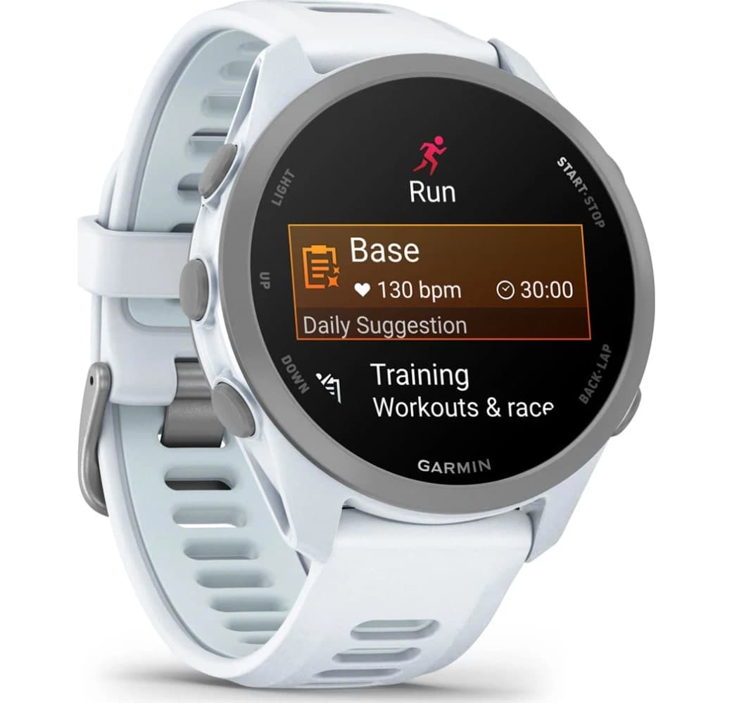 Blanca Reloj inteligente Garmin Forerunner 170, caja de polímero reforzado con fibra, 42,6 mm.2