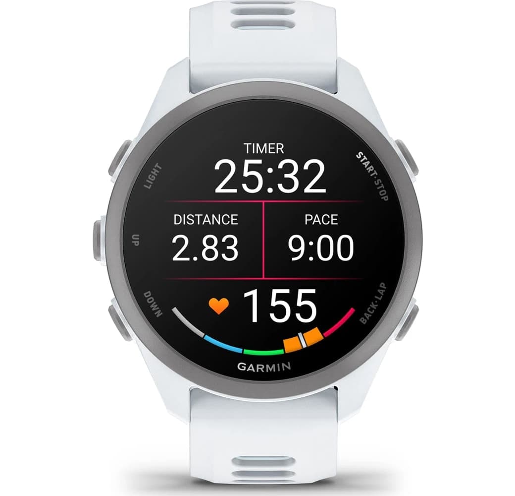 Blanca Reloj inteligente Garmin Forerunner 170, caja de polímero reforzado con fibra, 42,6 mm.4
