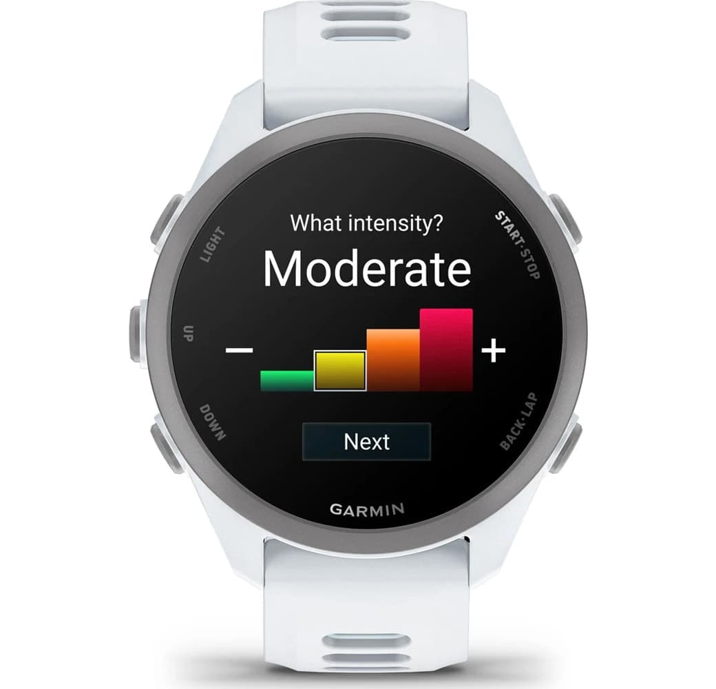 Blanca Reloj inteligente Garmin Forerunner 170, caja de polímero reforzado con fibra, 42,6 mm.5