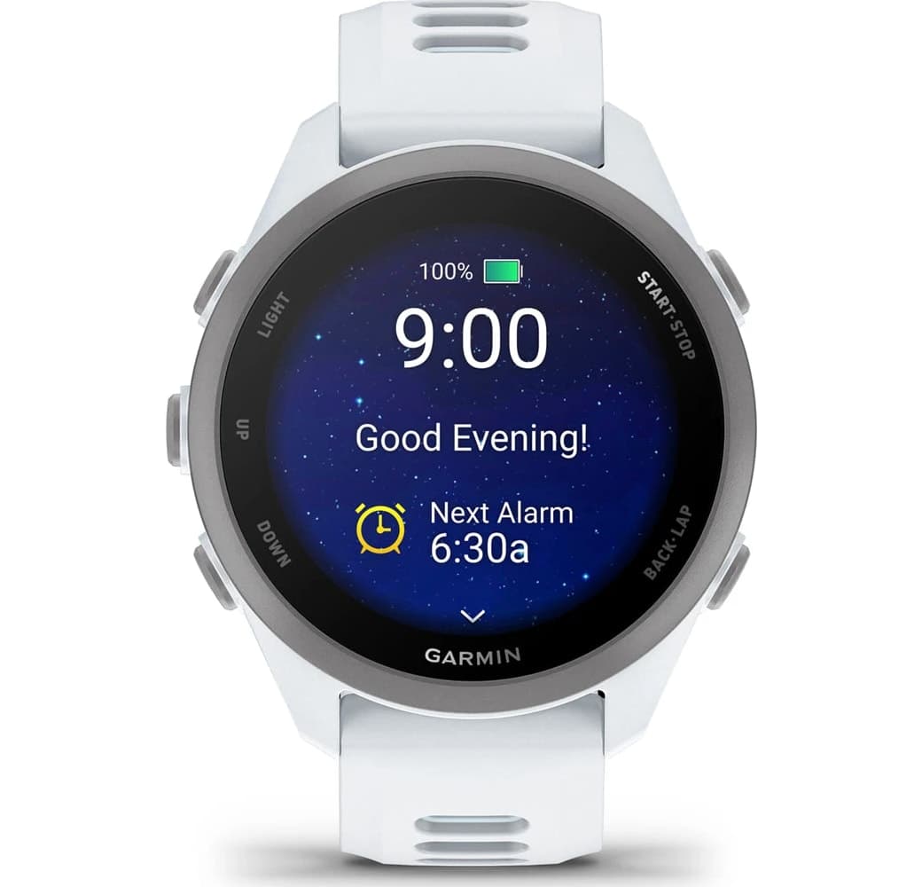 Blanca Reloj inteligente Garmin Forerunner 170, caja de polímero reforzado con fibra, 42,6 mm.6