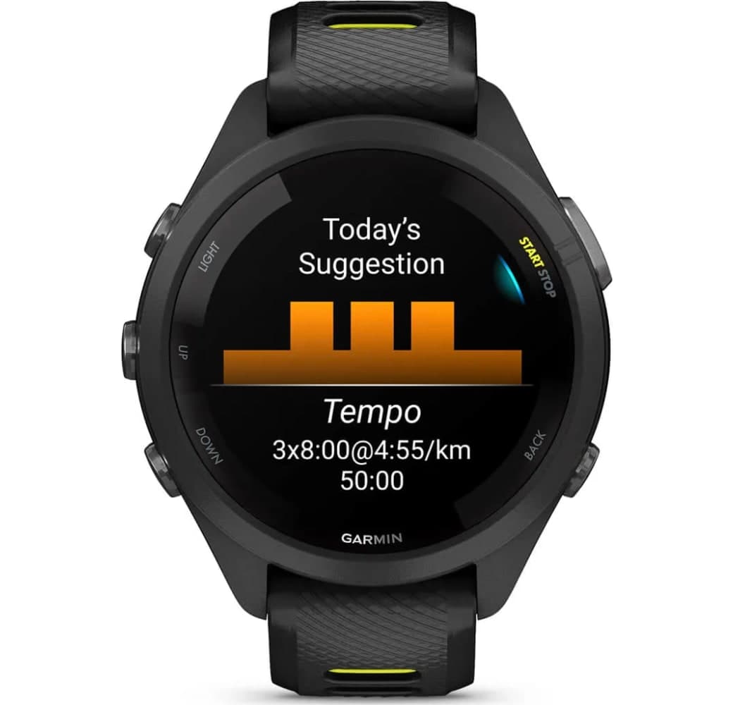 Black/Yellow Garmin Forerunner 265s Smartwatch, Fiber reinforced polymer Case, 42mm.4