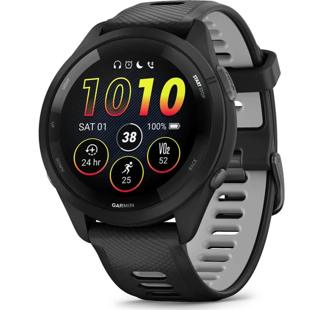 Black/Light Grey Garmin Forerunner 265 Smartwatch, Fiber reinforced polymer Case, 46mm.1