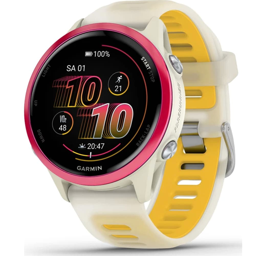 Knochen/Himbeere Garmin Forerunner 570 Smartwatch, Gehäuse aus faserverstärktem Polymer, 42 mm.1