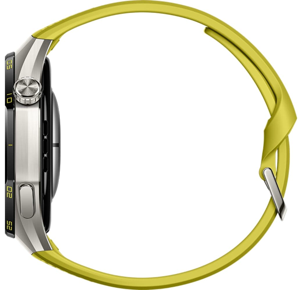 Gelb Huawei WATCH GT 7 Pro Smartwatch, Vorderseite aus Titanlegierung, Rückseite aus schwarzer Keramik, 46 mm.5
