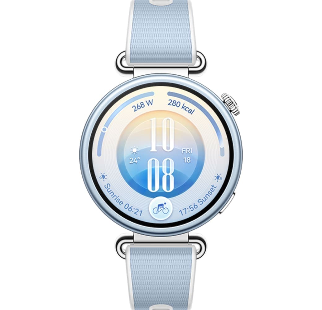 Blauw Huawei WATCH GT 7 Smartwatch, roestvrijstalen voorkant, zwarte plastic achterkant, 41 mm.2