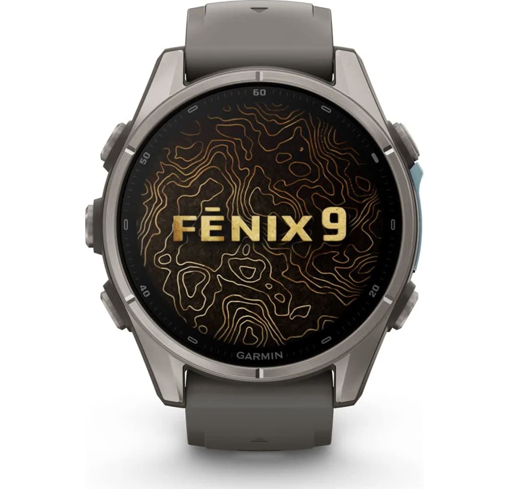 Kieselgrau Garmin Fenix 9 Smartwatch, Gehäuse aus faserverstärktem Polymer mit Titanlünette, 43 mm.2