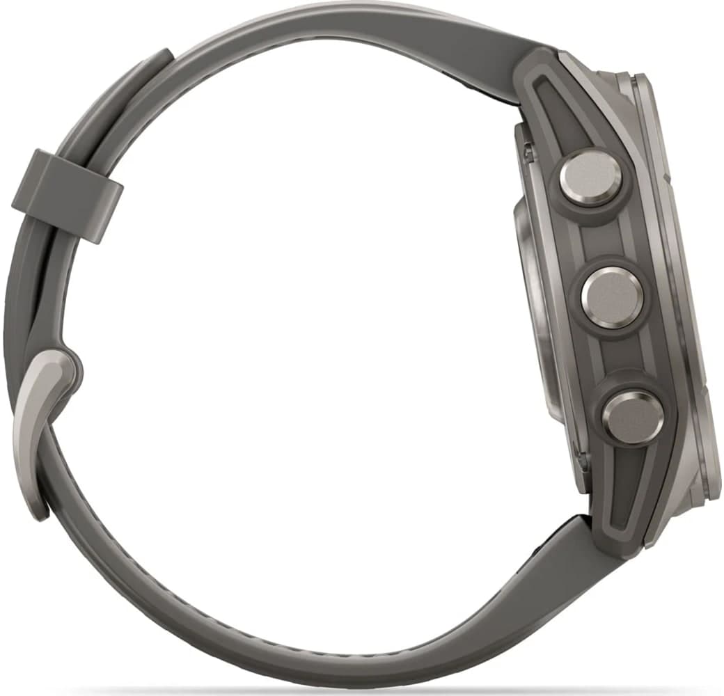 Kieselgrau Garmin Fenix 9 Smartwatch, Gehäuse aus faserverstärktem Polymer mit Titanlünette, 43 mm.5