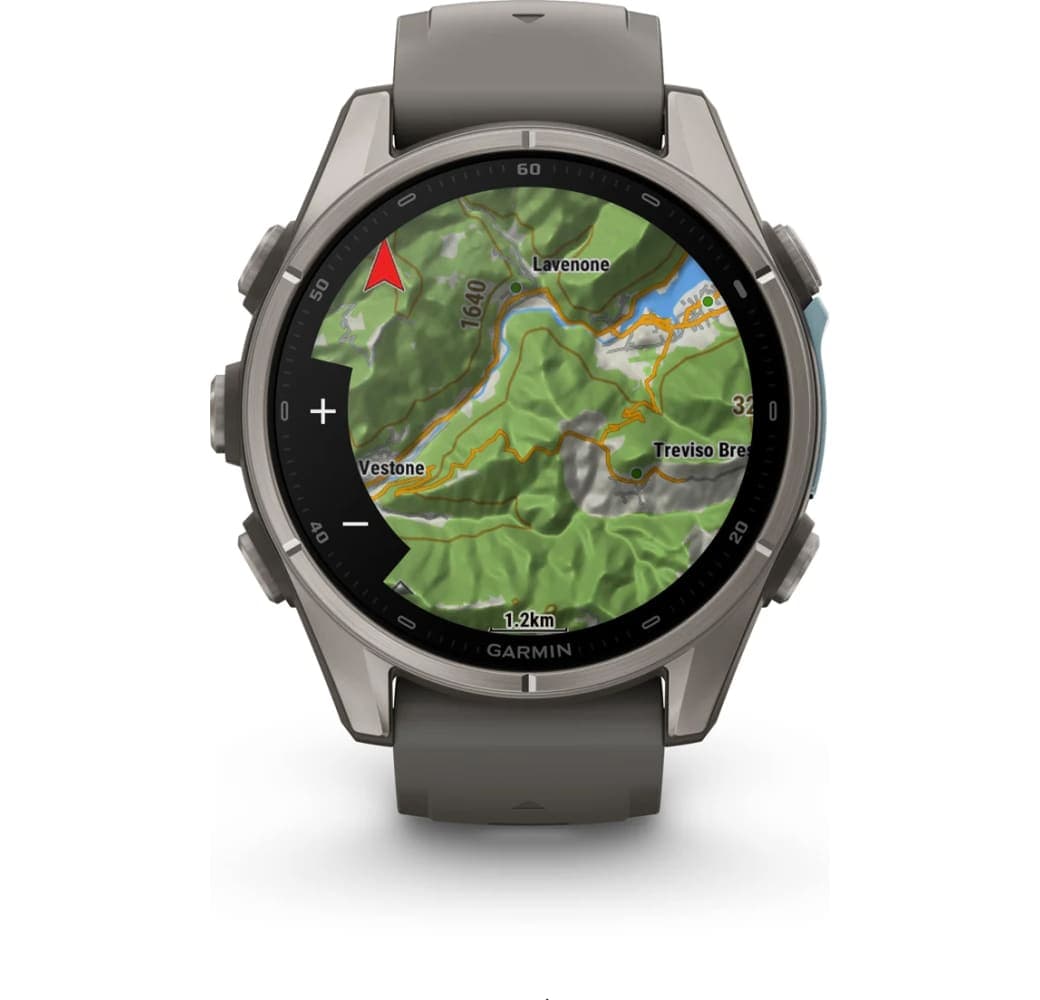 Kieselgrau Garmin Fenix 9 Smartwatch, Gehäuse aus faserverstärktem Polymer mit Titanlünette, 43 mm.7