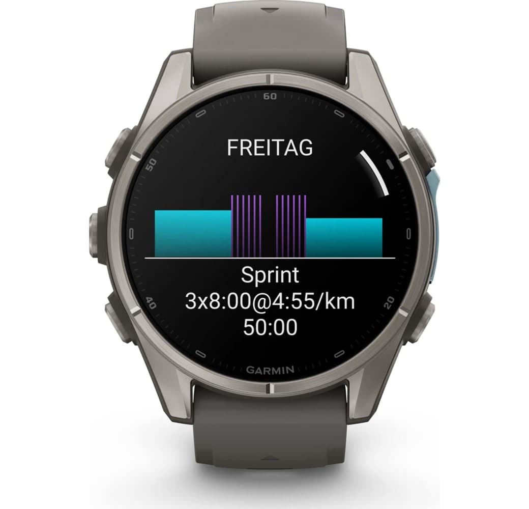 Kieselgrau Garmin Fenix 9 Smartwatch, Gehäuse aus faserverstärktem Polymer mit Titanlünette, 43 mm.9