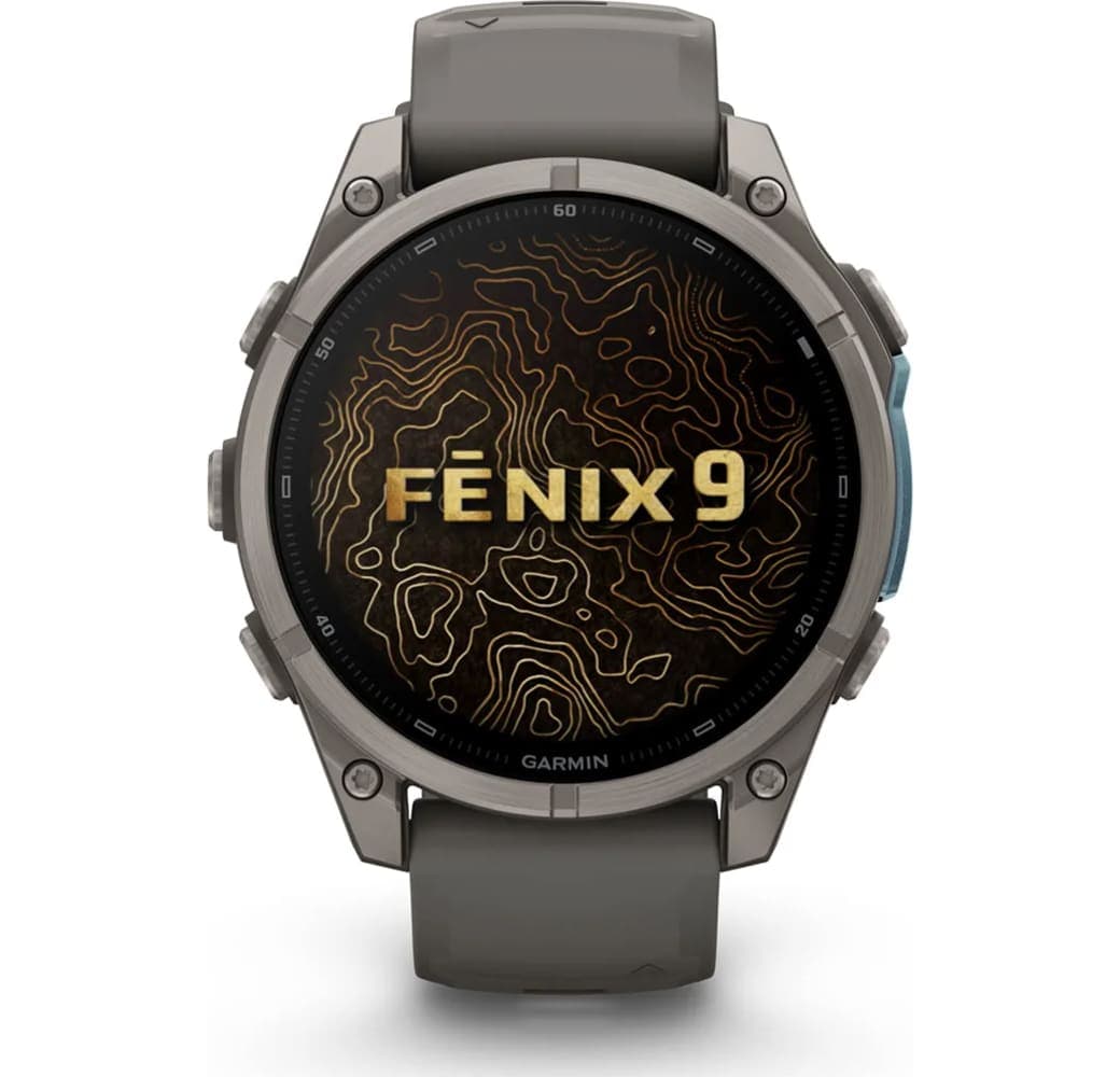 Kieselgrau Garmin Fenix 9 Smartwatch, Gehäuse aus faserverstärktem Polymer mit Titanlünette, 47 mm.2