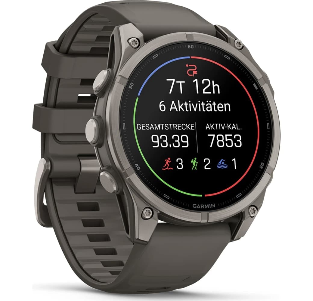 Kieselgrau Garmin Fenix 9 Smartwatch, Gehäuse aus faserverstärktem Polymer mit Titanlünette, 47 mm.3