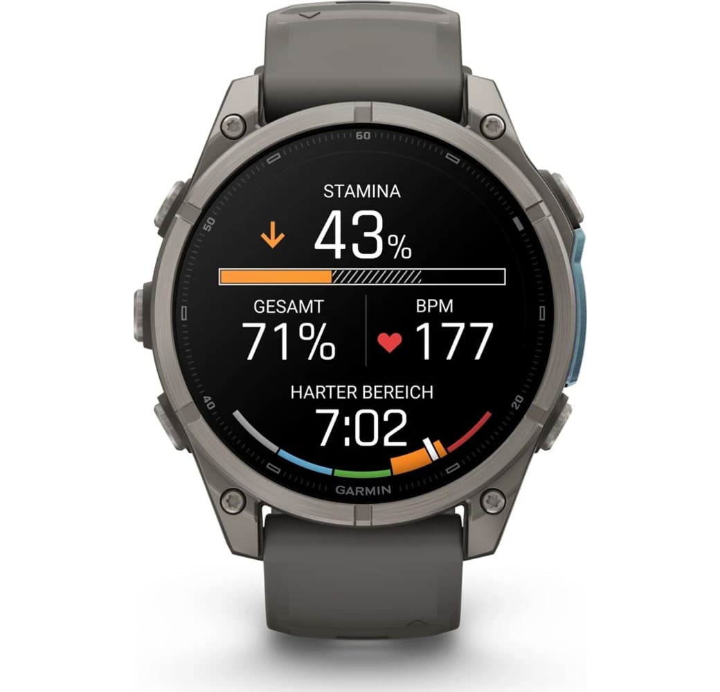 Kieselgrau Garmin Fenix 9 Smartwatch, Gehäuse aus faserverstärktem Polymer mit Titanlünette, 47 mm.4