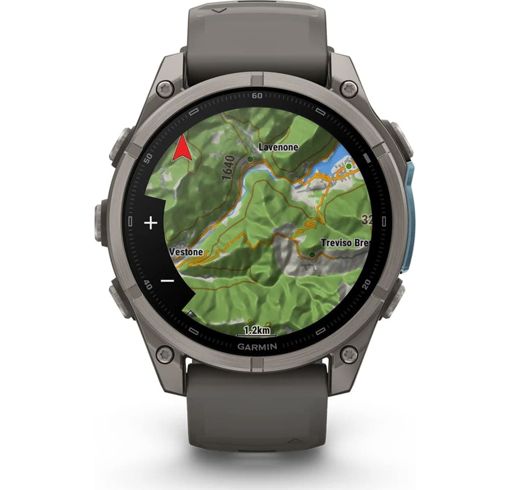 Kieselgrau Garmin Fenix 9 Smartwatch, Gehäuse aus faserverstärktem Polymer mit Titanlünette, 47 mm.7